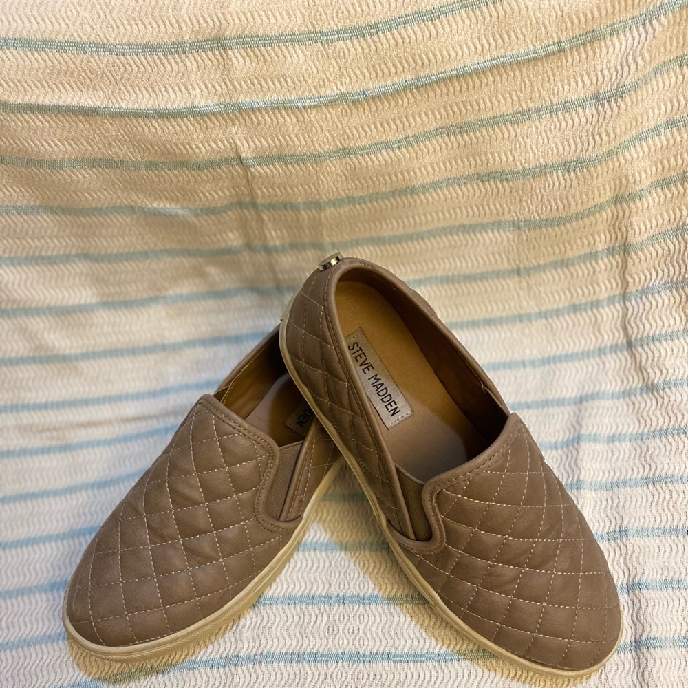 Steve Madden Ecentric Q Taupe Leather Sneakers